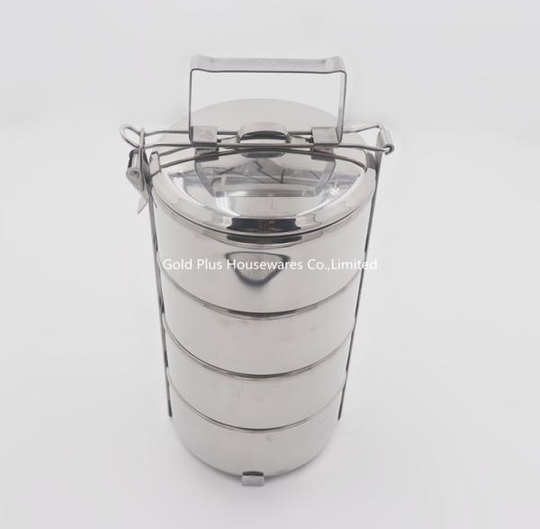 14cm Simple custom round lunch bento box stainless steel thailand tiffin with handle