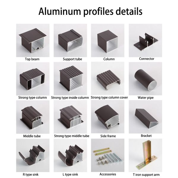 Garden Waterproof Aluminum Awning Canopy 500mm Polycarbonate Panel