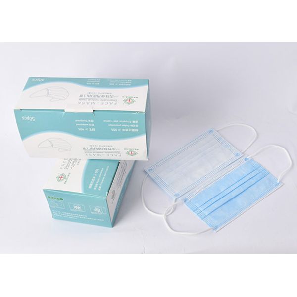 Breathable Anti-Virus Disposable Earloop Face Mask Latex Free For Hospital