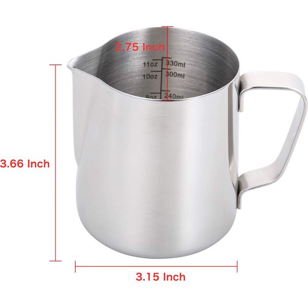 12 Oz Stainless Steel Milk Pitcher For Espresso Machine  CE  Certification