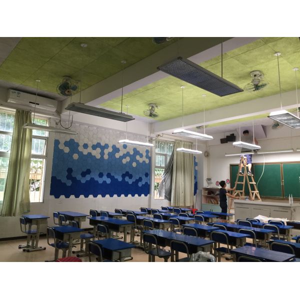 Classroom Wall Hexagon Shape Wood Wool Cement Acoustic Panel Soundproofing Board