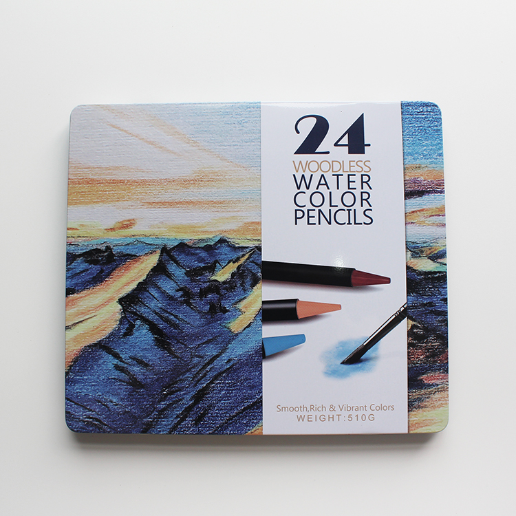 Water-soluble 24Pcs Woodless Colored Pencils Sketch Arts for Adults