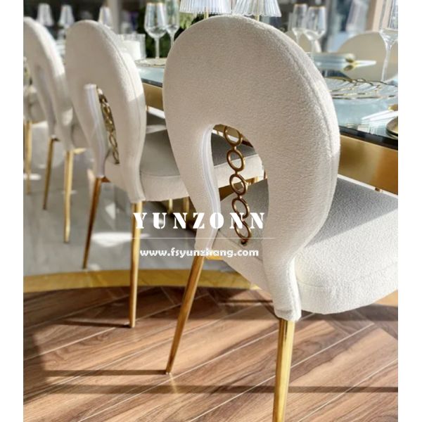 Sherpa Design Gold Velvet Chair with Stainless Steel Legs for Wedding Events and Banquets Hotel Furniture
