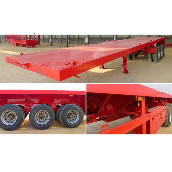 Heavy duty suspension 40ft flatbed container trailers carry 40Tons Containers
