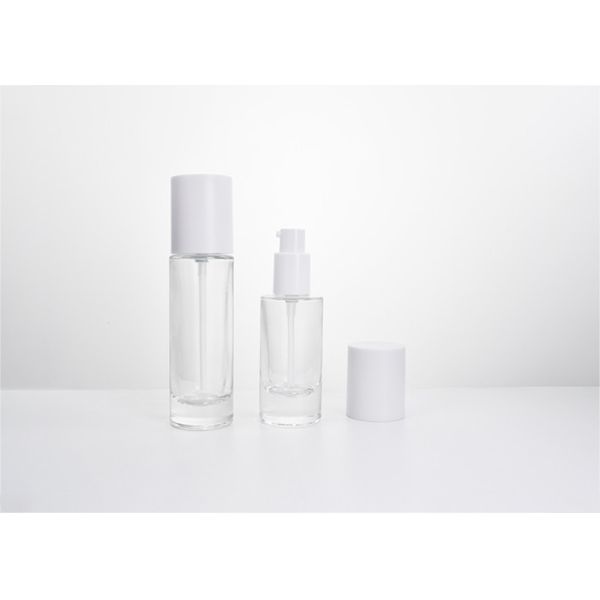 Cosmetic Packaging 30&50ML Essential Clear Glass Fine Mist Pump Bottle with Overcap High Quality Supplier