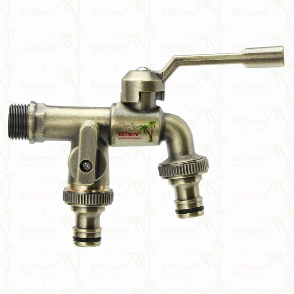 Double Outlet Garden Bibcocks Brass Faucet Brass Tap Valve Water Tap 1/2