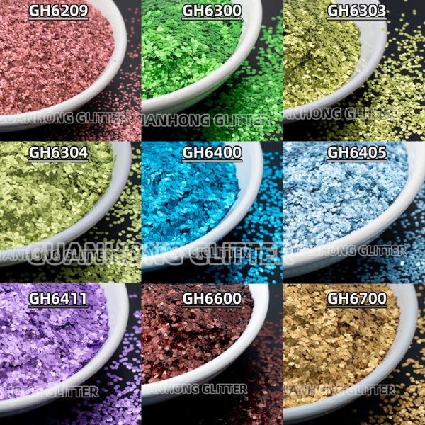 Bulk Holographic Golden Aluminum Glitter Hexagonal Pigment Injection Grade