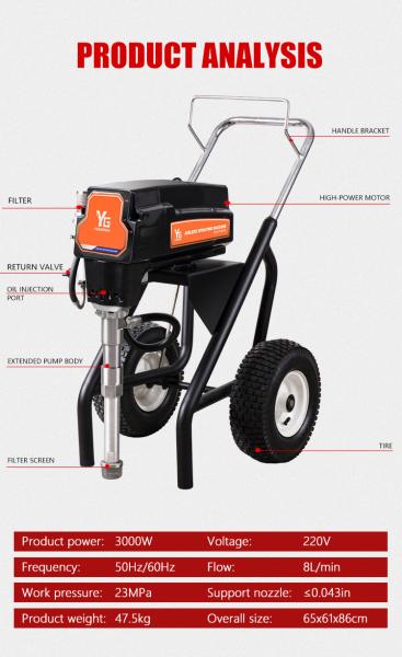 22Mpa Industrial Airless Paint Spray Machine 8L/Min Insulation Coating Painting Sprayer