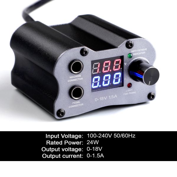 Aluminum Digital Tattoo Power Supply P189 Tattoo Pen Battery LED Display Black