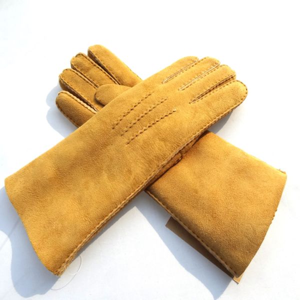Latest technology sheepskin yellow leather gloves