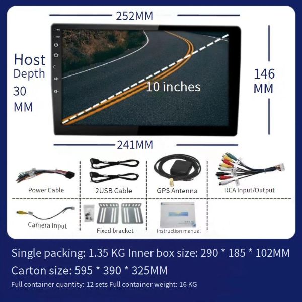 10.1 pulgadas Universal Android Monitoreo del asiento del coche pantalla táctil asiento trasero Apoyo para la cabeza Espejo USB IPS 2GB 32GB TV ayuda de marcha atrás