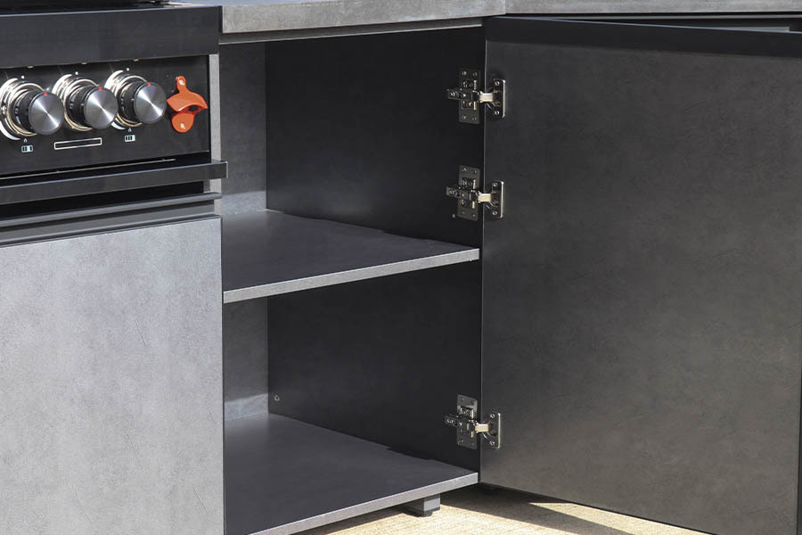 Luxury Modular Outdoor Bbq Kitchen Cabinets Aluminum Frame Freestanding Adjustable Leveling Feet