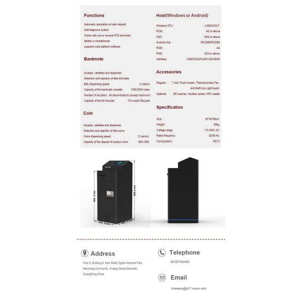 Android Self Checkout Kiosk Atm Cash Exchange Kiosk Point Of Sale System Capacitive Ips