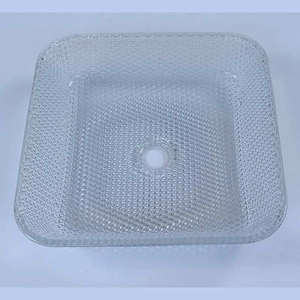 тщета Countertop длины 400mm тонет кристально ясный стеклянный квадрат диаманта сосуда