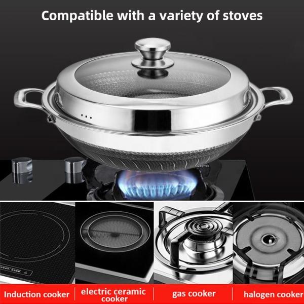 High Capacity Kitchen Wok Pan 18 / 10 Stainless Steel  Non Stick