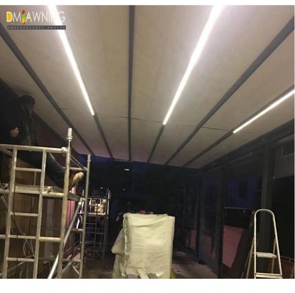 Sunshade Pergola Awning Kits Patio Rain Cover Roof PVC With LED Lights