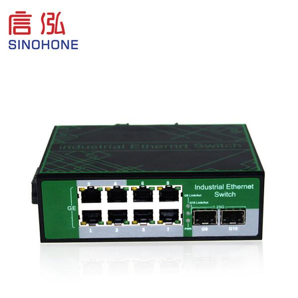 Black 2 SFP Fiber Switch , Gigabit Rj45 Gigabit POE Switch Low Power Consumption