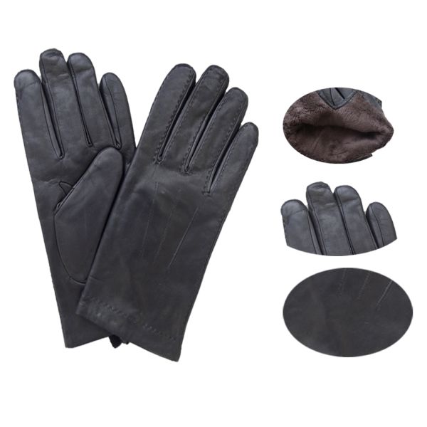 Plain Fashion Mens Soft Leather Gloves Keep Warm Lambskin Sheepskin OEM Design