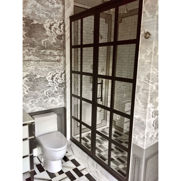 Clear Anodized Aluminium Shower Sliding Doors Interior Frosted Glass