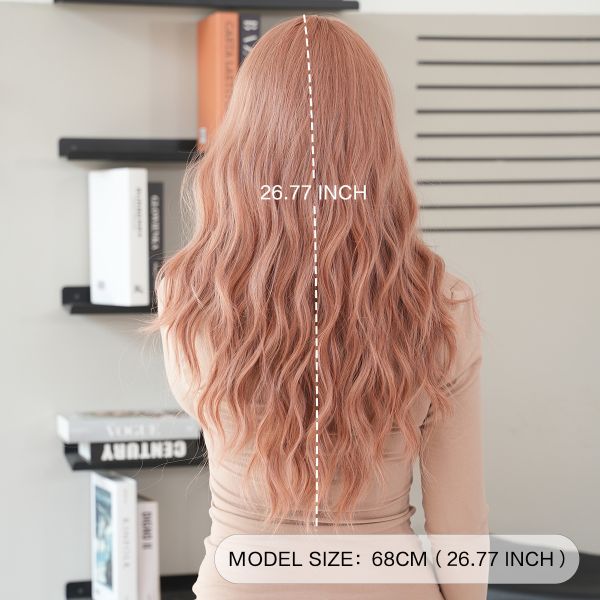 Fashion Long Body Wave Hair Pink Synthetic Wigs For Women