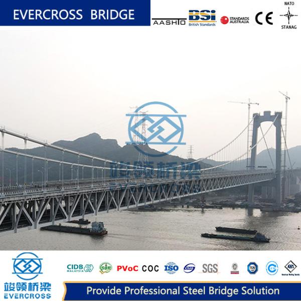 Rigid Frame Steel Cable Suspension Bridge Professional For River Crossings