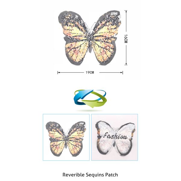 Various Styles Sequin Embroidery Patches Butterfly Series For Garment / Bags