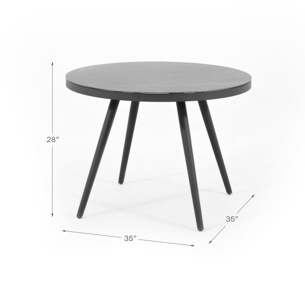 Aluminum Outdoor Dining Set for 4 Person Round Table and Armchair Garden Furniture