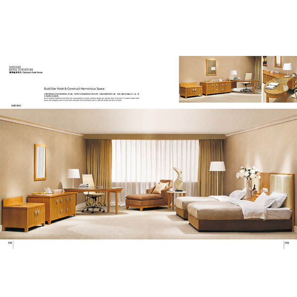 Unique Style Hotel Bedroom Furniture Mid - Century Ash Finished For Standard Room