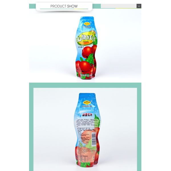 Food Grade Plastic Stand Up Pouch Packaging Die Cut Heart Shaped For Fruit Juice