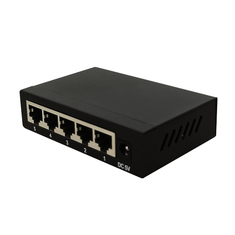 5 Port 10/100Mbps Fast Ethernet Switch Unmanaged Desktop Network Switch Metal Case Plug and Play External 5V Power Adapter TBC-S4005E