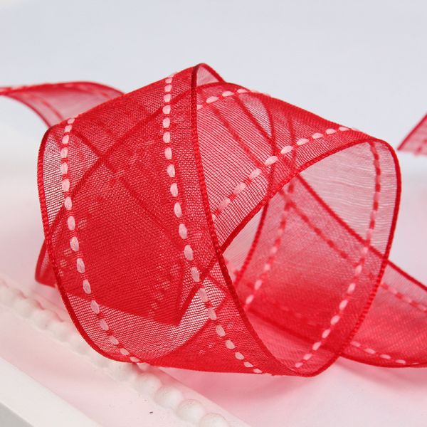 25мм покрытие 38мм сшитая полиэстерная лента для цветочных подарков