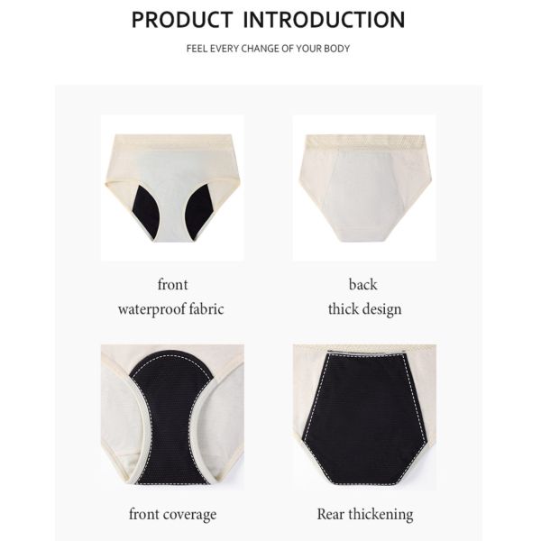 4x 5x 3xl Period Panties Underwear For Ladies Organic Cotton Mid Waist 4 Layers