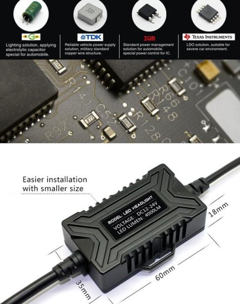 H13 9004 9007 H4  High/Low 50W 8000LM G7 LED Headlight  LUXEON ZES Fanless 6500K H4 Car LED headlight headlamps