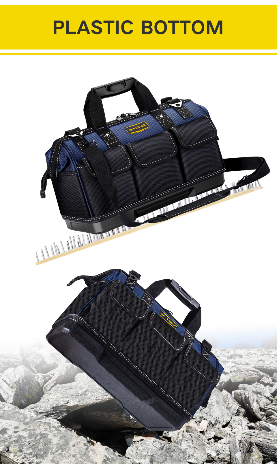 Heavy Duty Multi-Purpose Oxford Zipper Organize Storage Electrian Tool Bag Hanging Tool Bag Electrician With Hard Bottom