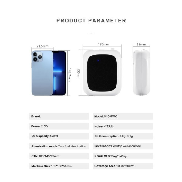 Low Noise Bluetooth Air Scent Machine with 150ml Capacity Eco Friendly Aroma Diffuser