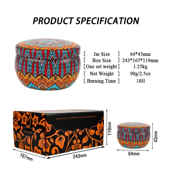 Customized Tin Scented Candle Grass Scented Soy Wax Candles Gift Set