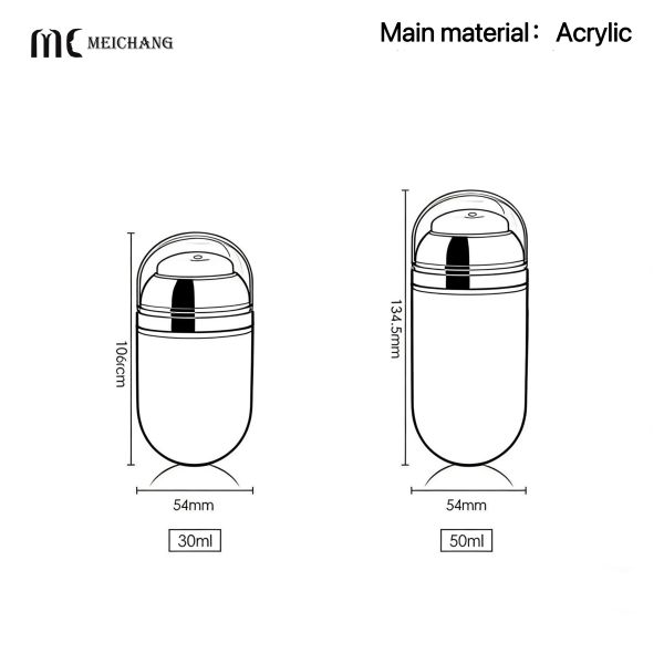 30ml 50ml Elliptical Acrylic Airless Pump Bottle for Makeup Packaging(MC-278)