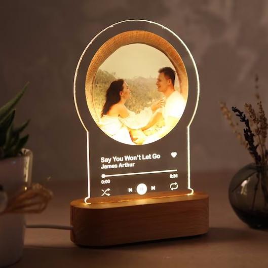 wooden  Night Light stand with Your Photo Romantic Gift for Couples  Gift for Her Anniversary Gift for Him  Engagement Wedding