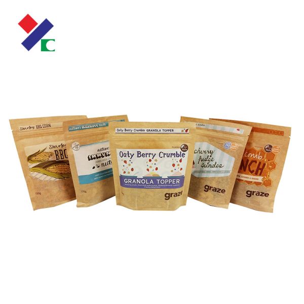 BRC White Brown Kraft Paper Pouch Stand Up  Bag For Coffee Tea
