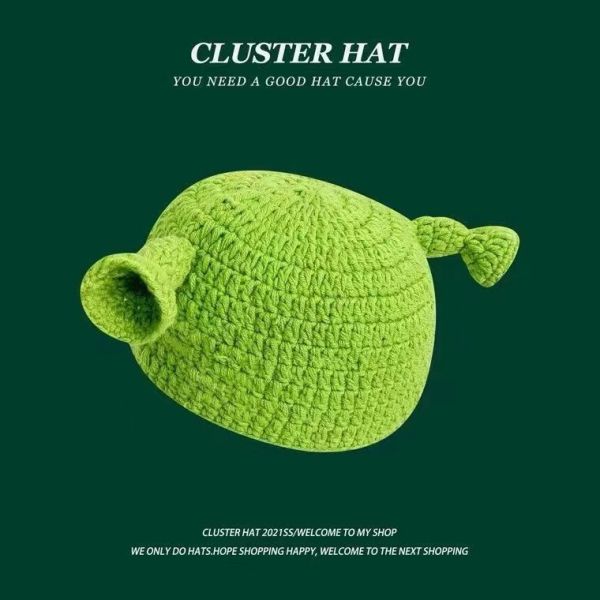 Unisex Adult Hat Party Balaclava Monster Shrek Wool Winter Knitted Green Funny Beanie Skullies Hat for Handmade