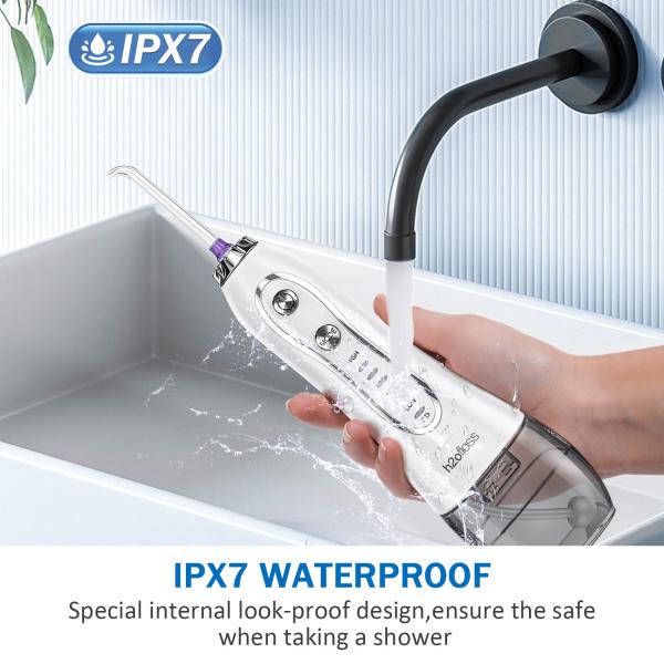 2024 Dentes de viagem Limpeza de jato de água Flosser com cabo de carregamento USB IPX7 Nível à prova de água
