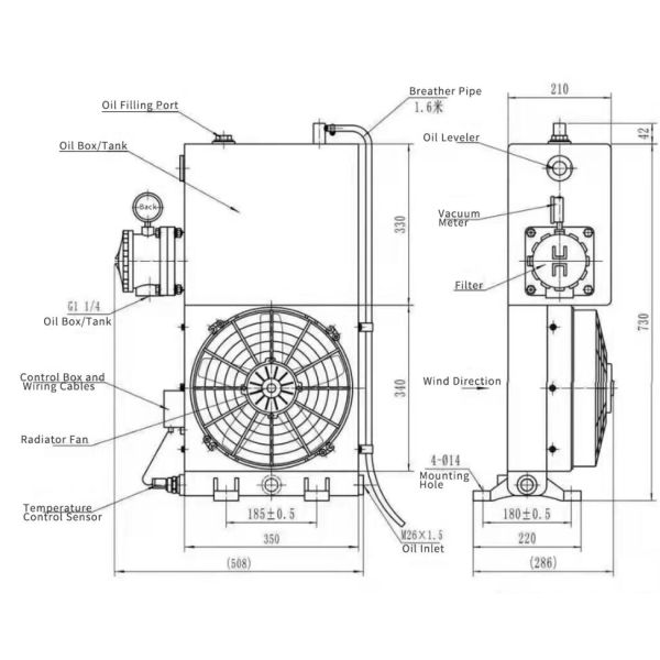 Radiador de refrigeración de aceite de mezclador de hormigón de 18 litros 20 litros 24 litros 26L de alta calidad