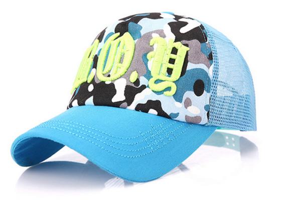 6 Panel Blue Mesh Baseball Caps Fashion Style Good Air Permeability For Outdoor Activities