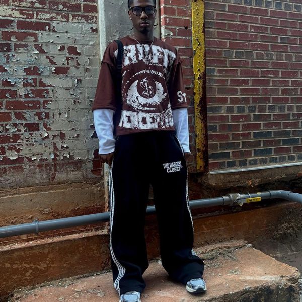 Breathable Streetwear Long Sleeve T Shirt Acid Wash Long Sleeve Tee Dtg Print Double Layer