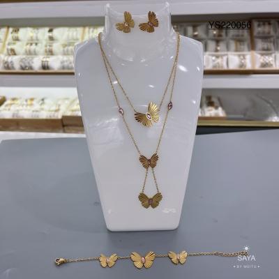 Wedding 14k Gold Stainless Steel Necklace With Butterfly Pendant