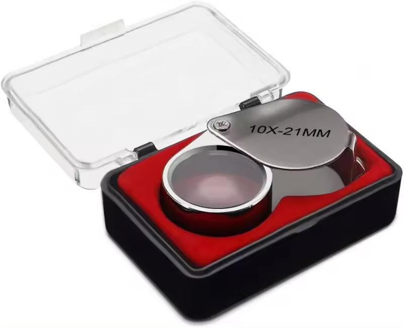 10X Magnification Jewelers' Loupe with Foldable Design and Durable Metal Construction for Jewelry Inspection