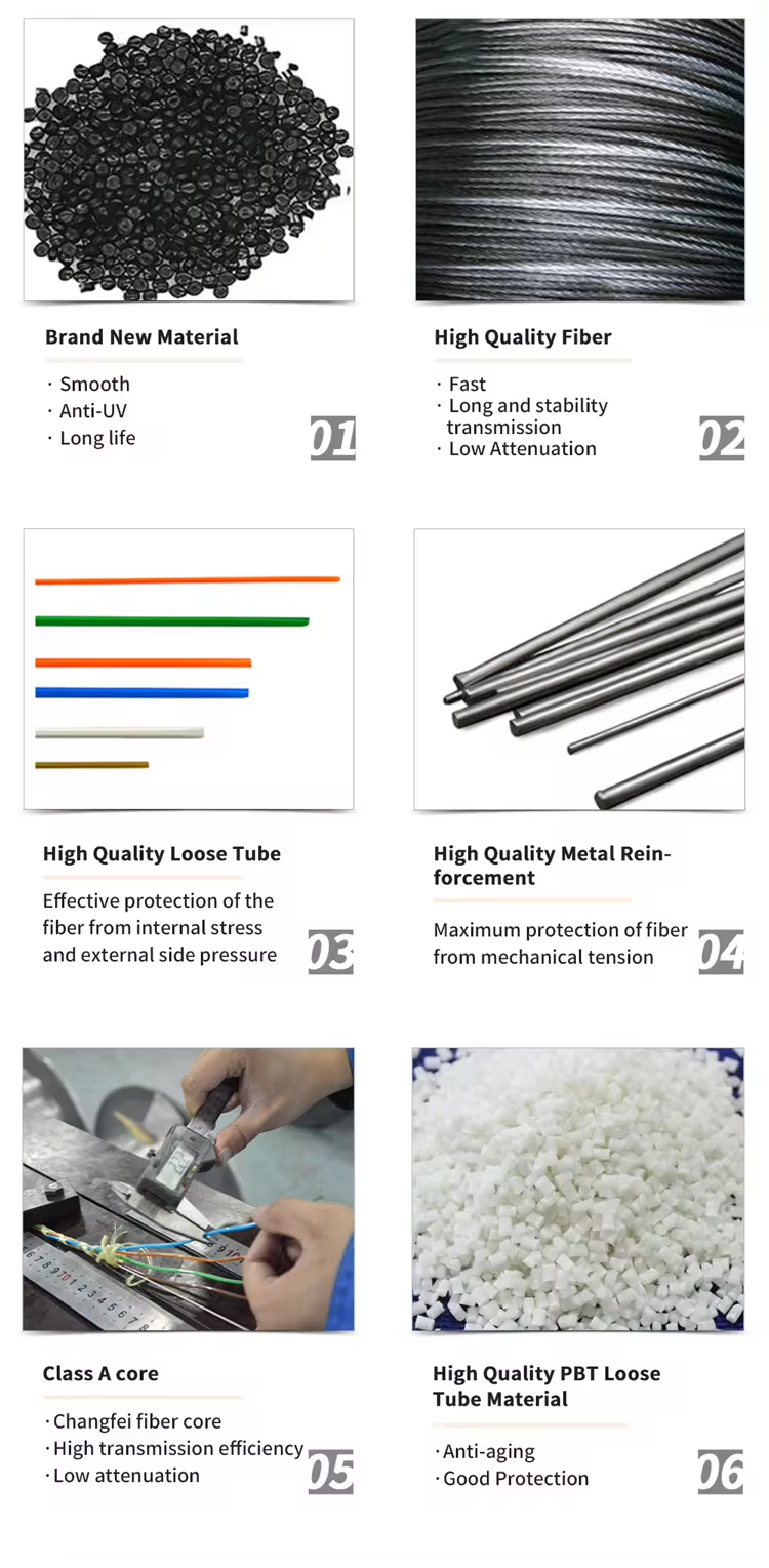 Горячая продажа Одномодный воздушный волоконно-оптический кабель 12 24 48 96 144 Ядро волоконно-оптического кабеля adss/asu/gyxtw/gyta для канала