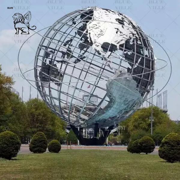 Stainless Steel The Earth Sculpture Metal Whole World Globe Statue Hollow Art Ball Outdoor Sculptures Large