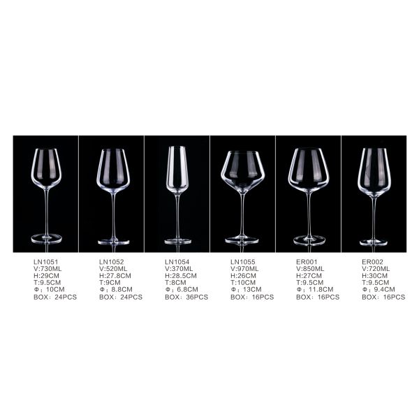 730ml Lead Free Crystal Wine Glasses Hand Blown for Bar Hotel