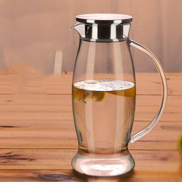 50 Oz Iced Tea Glass Water Pitcher With Stainless Steel Lid / Spout Easy To Use